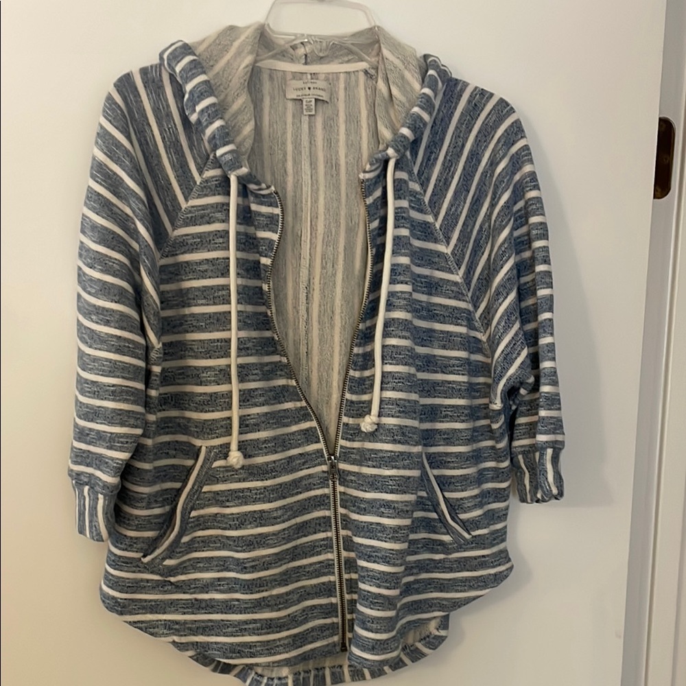 Lucky Brand Navy & White Striped Knit Hoodie